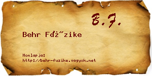 Behr Füzike névjegykártya